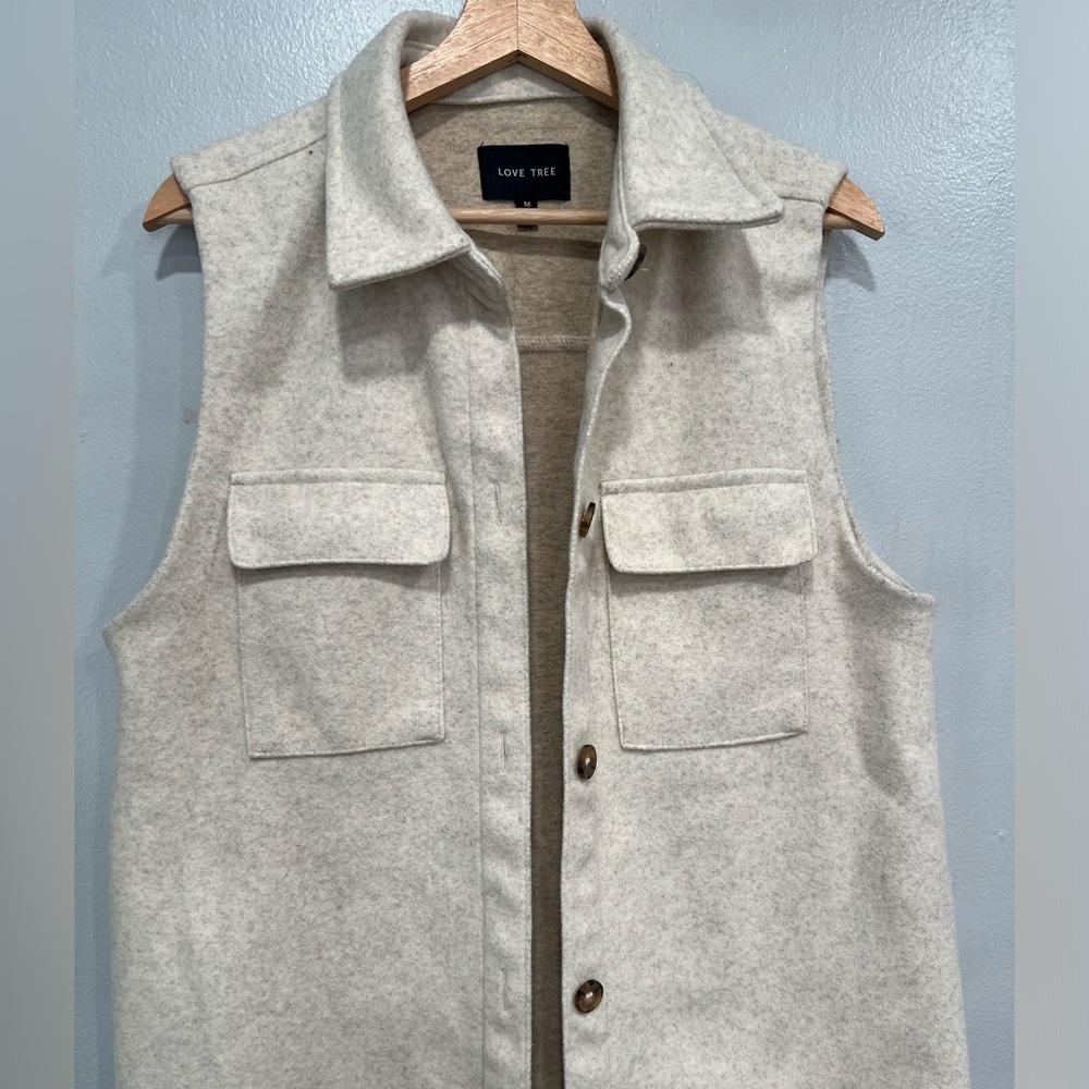 Love Tree Soft Heather beige flannel women vest - Medium - Picture 11 of 12